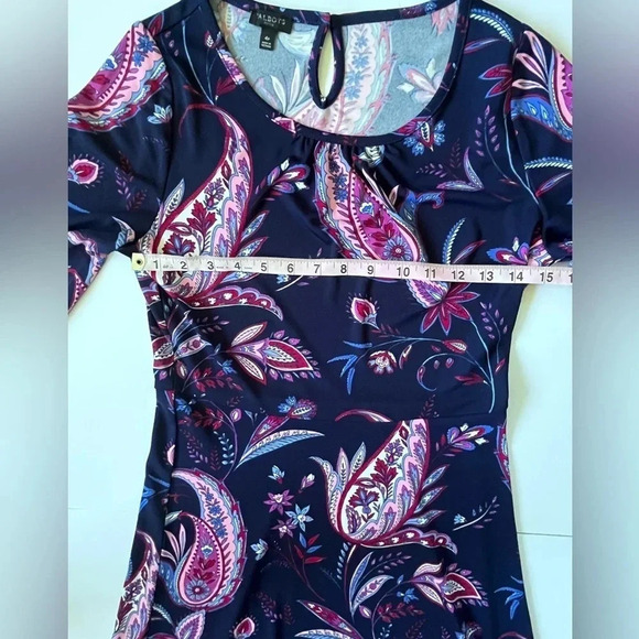 NWOT Talbots Navy and Pink Paisley Fit and Flare Dress Women Size 4 Peti… - Picture 6 of 9